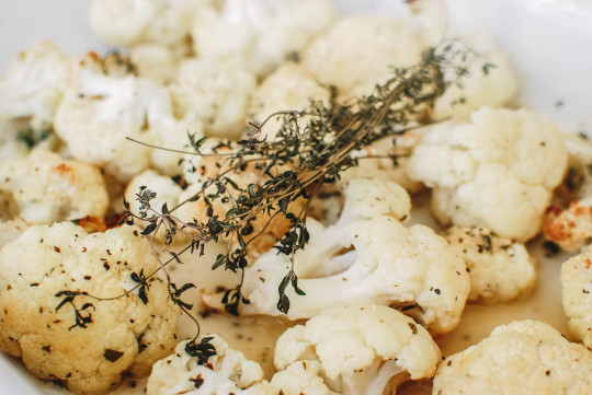 Effortless Roasted Cauliflower with Roasted Garlic, Basil, and Parsley Butter
