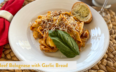 Beef Bolognese with Roasted Garlic, Basil, Parsley Banner Butter